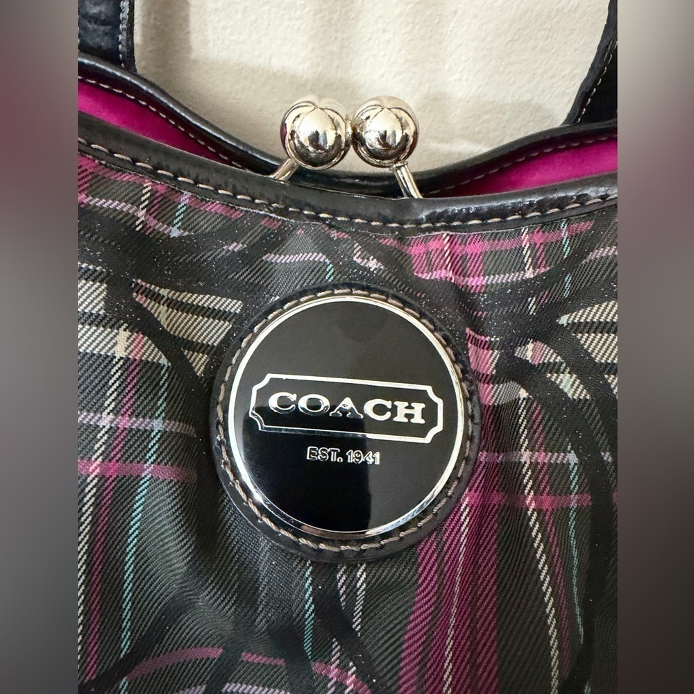 Coach Multicolor Plaid Tote Bag - Picture 3 of 14